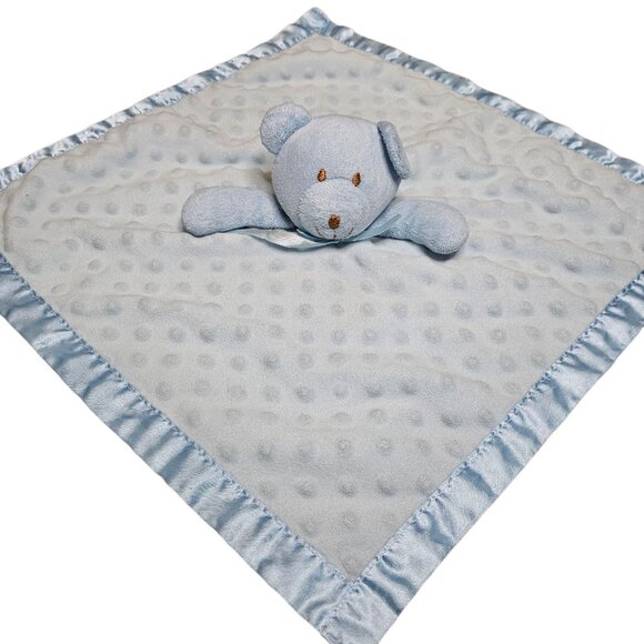 Lot Of 2 Pro‎ Goleem Blue Teddy Bear Satin Minky Security Blanket Lovey Knit Hat - Picture 2 of 12